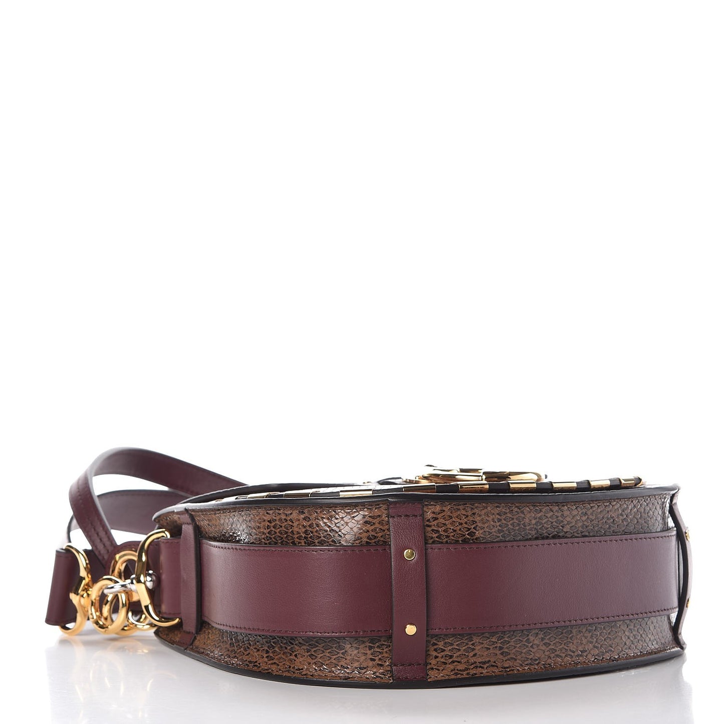 Calfskin Watersnake Embossed Large Tess Bag Coconut Brown