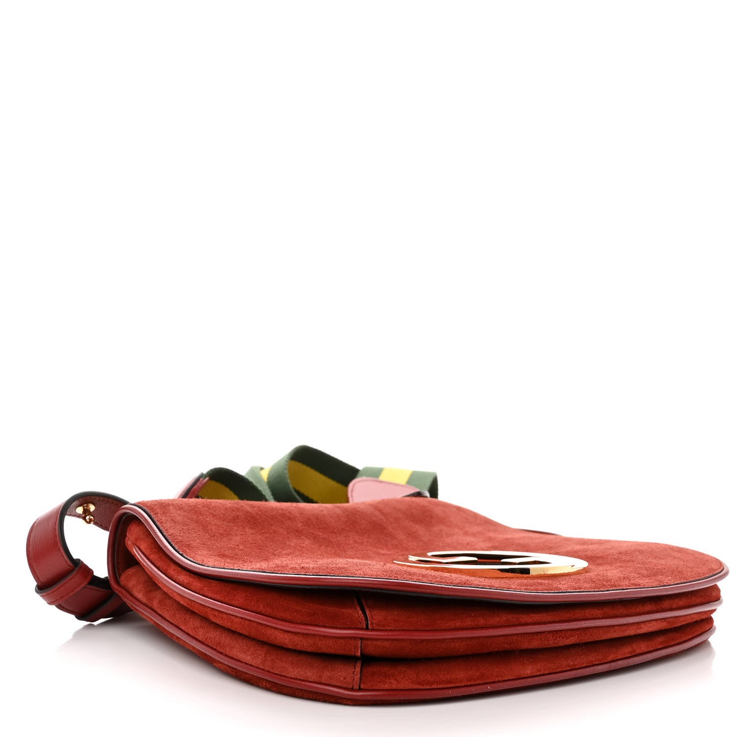 Suede Talco Roxy Calfskin Web Medium Blondie Shoulder Flap Bag Blondie Red