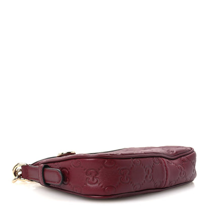 Gucci Lambskin Embossed Mini GG Half Moon Shoulder Bag Rosso Ancora 3 of 9