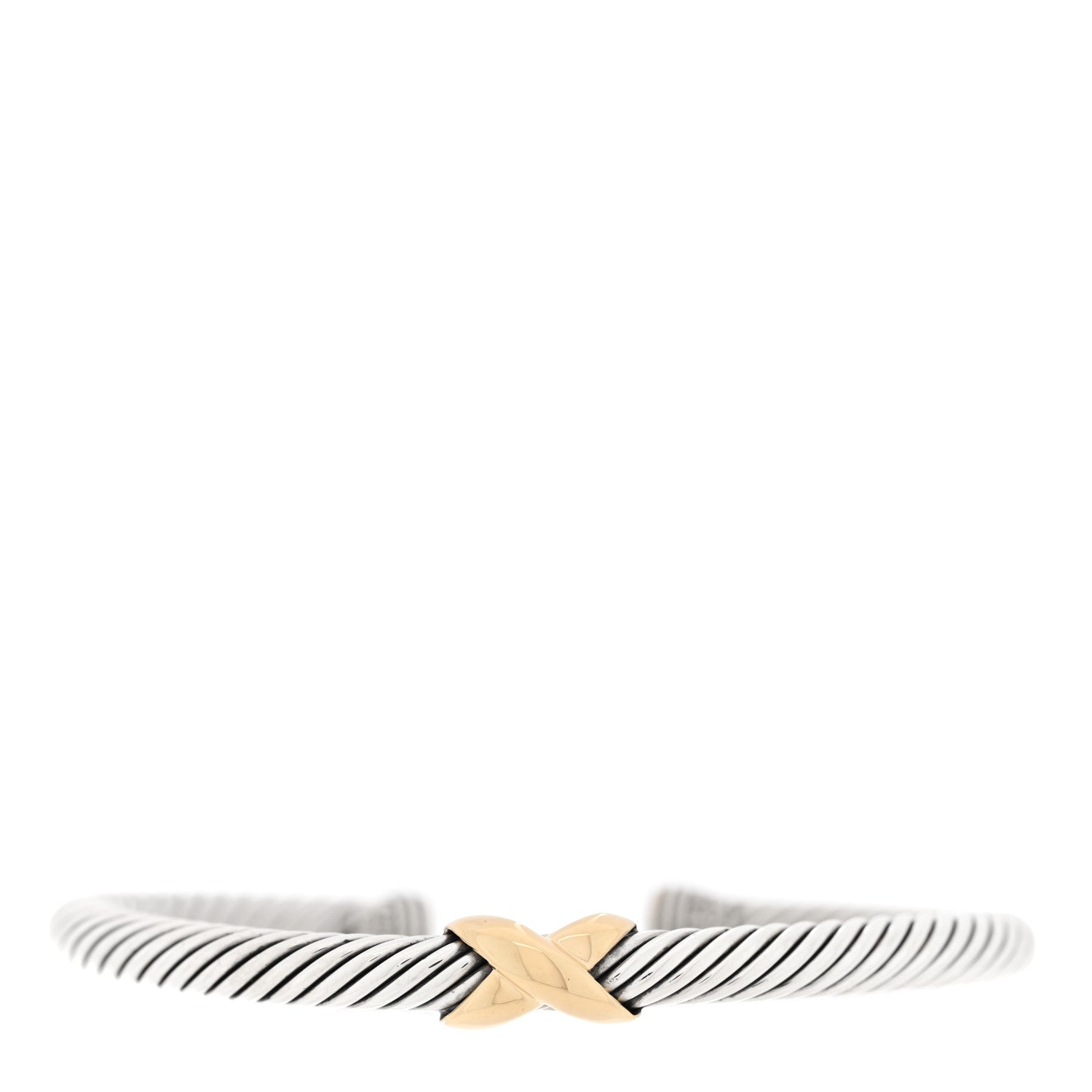 David Yurman Sterling Silver 14K Yellow Gold 5mm X Station Cable Bracelet 1 of 3