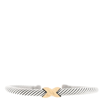 David Yurman Sterling Silver 14K Yellow Gold 5mm X Station Cable Bracelet 1 of 3
