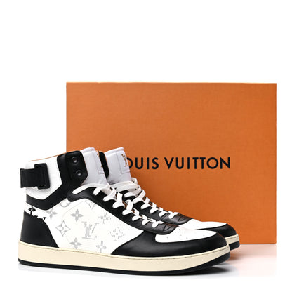 Louis Vuitton Calfskin Monogram Mens Rivoli High Top Sneakers 9.5 Black 14 of 14