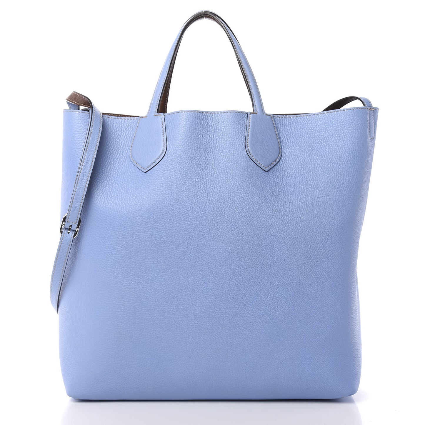Cellarius Calfskin Bi-Color Medium Ramble Reversible Tote Nut Brown Mineral Blue