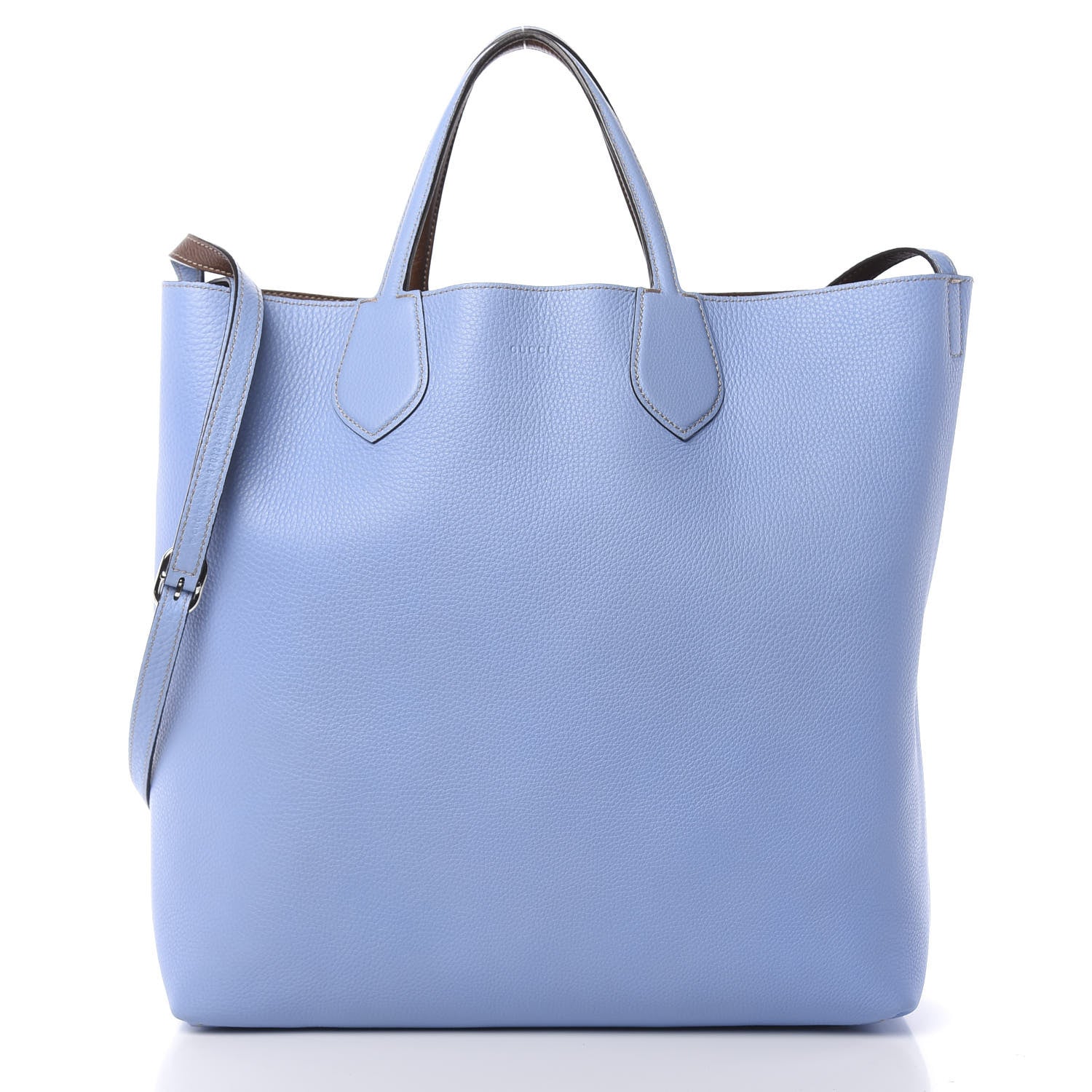 Gucci Cellarius Calfskin Bi-Color Medium Ramble Reversible Tote Nut Brown Mineral Blue 4 of 18