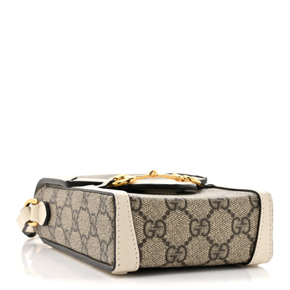 Gucci GG Supreme Monogram Azalea Calfskin Mini Horsebit 1955 Crossbody Bag Beige Ebony Mystic White 4 of 11