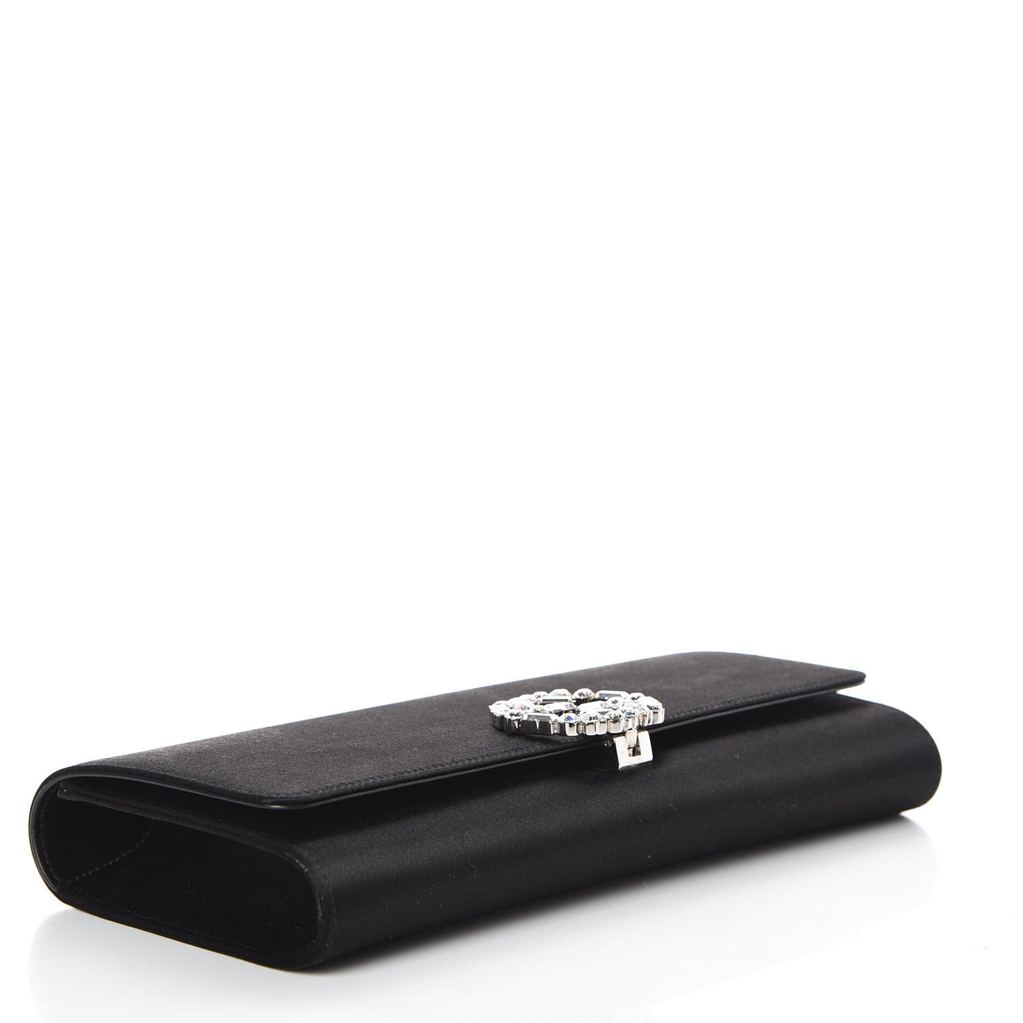 Satin Crystal GG Sparkling Clutch Black