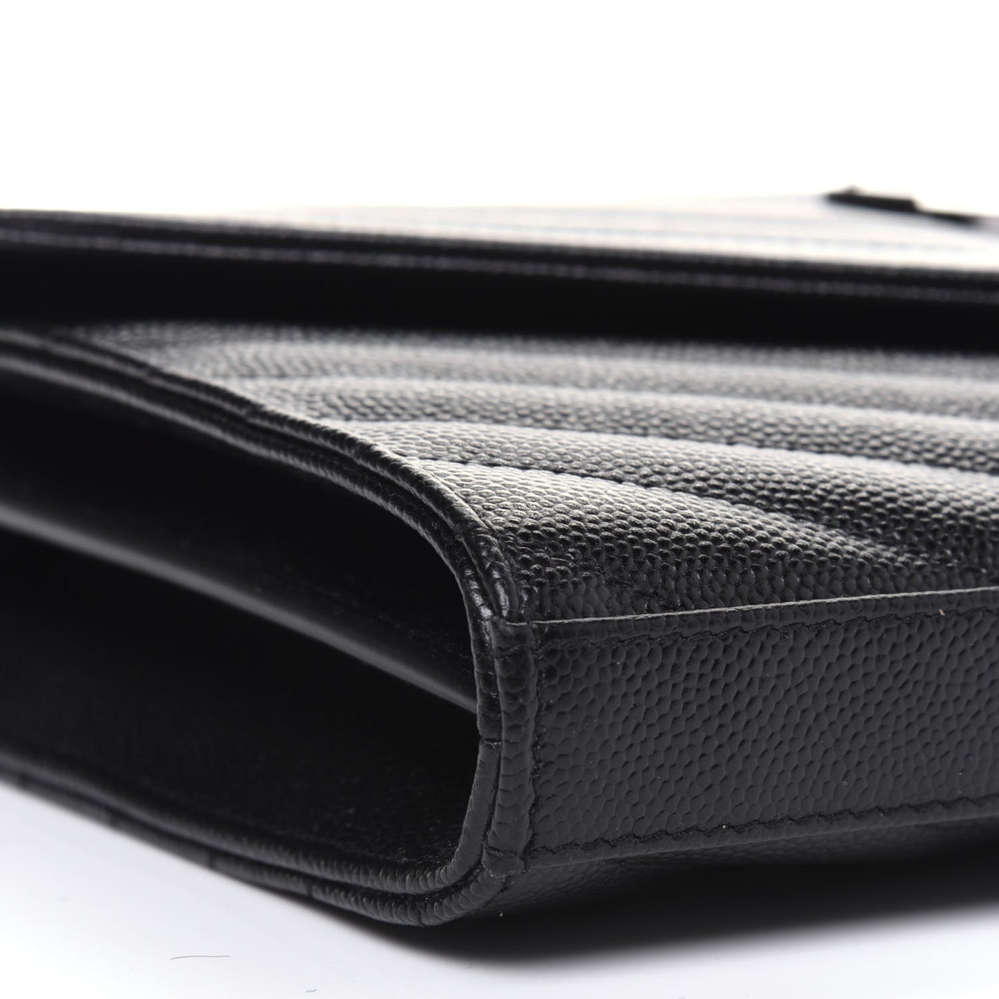 Grain De Poudre Matelasse Chevron Monogram Chain Wallet Black