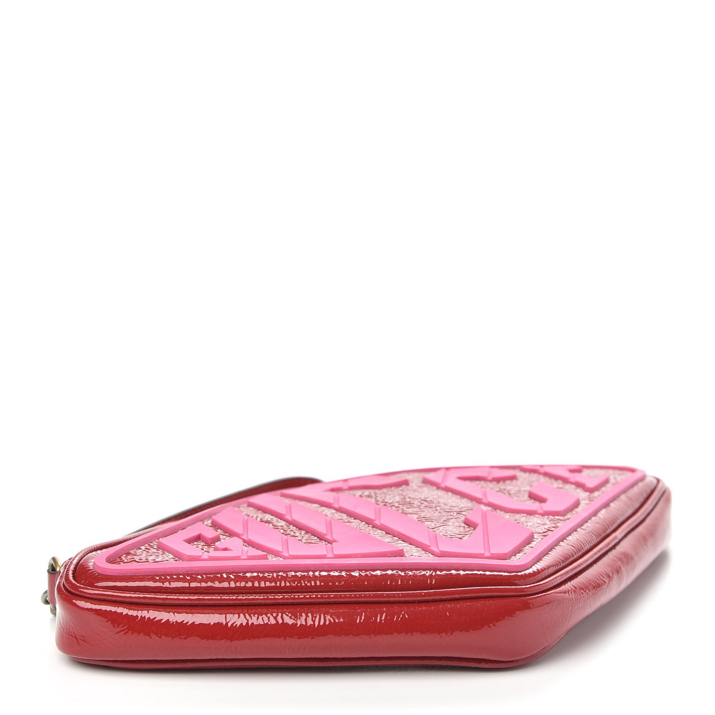 Patent Rubber Game Patch Logo Wrist Bag Hibiscus Red