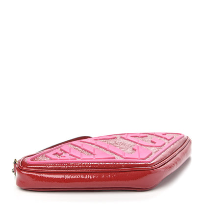 Gucci Patent Rubber Game Patch Logo Wrist Bag Hibiscus Red 4 of 9