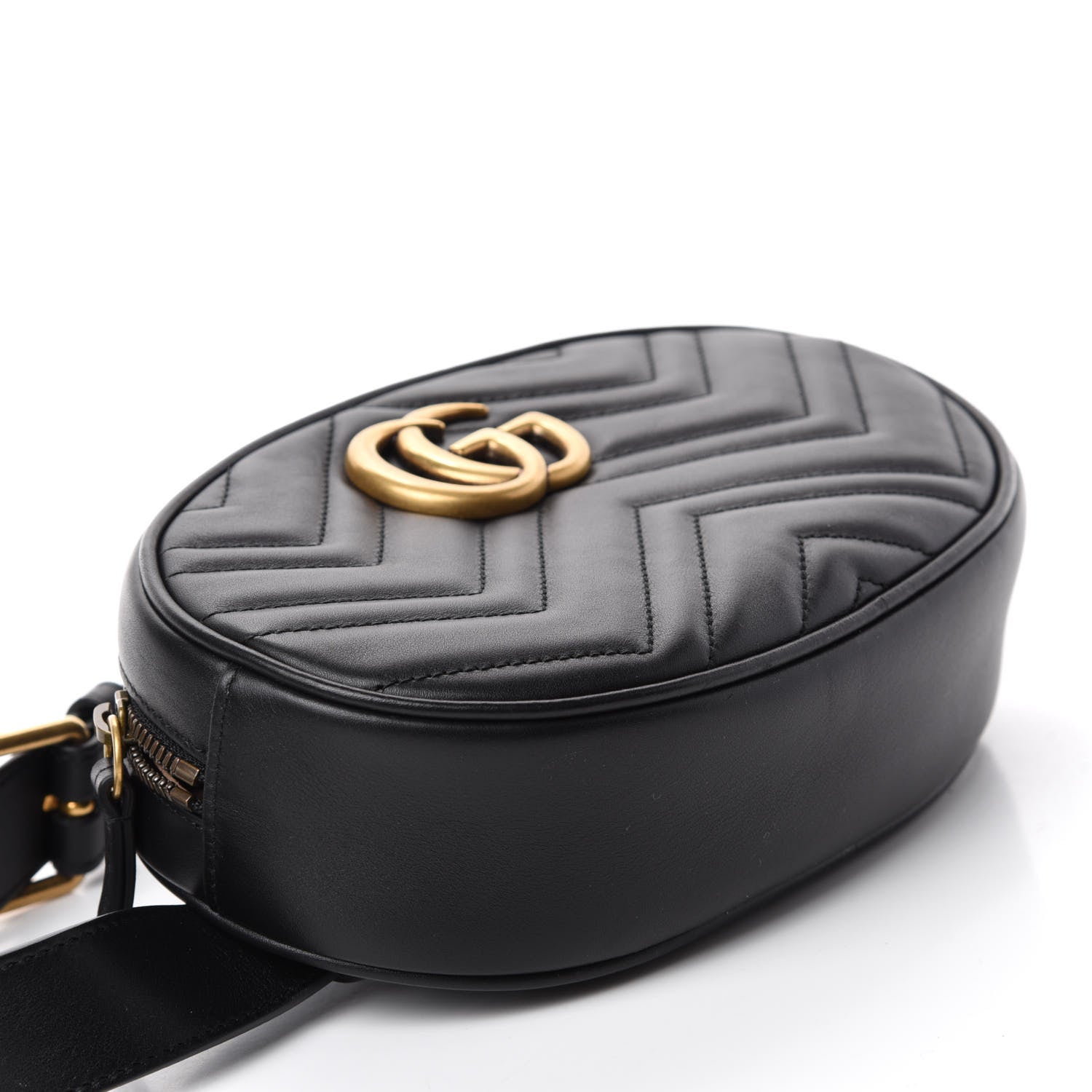 Gucci Calfskin Matelasse GG Marmont Belt Bag 75 30 Black 4 of 11