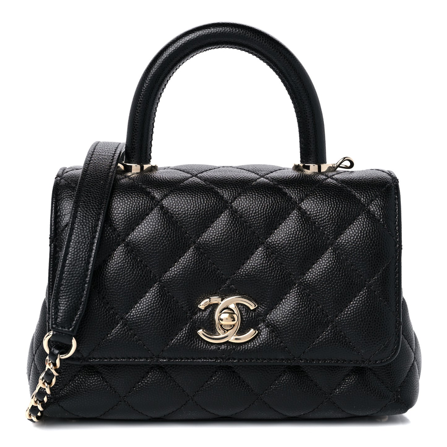 Caviar Quilted Extra Mini Coco Handle Flap Black