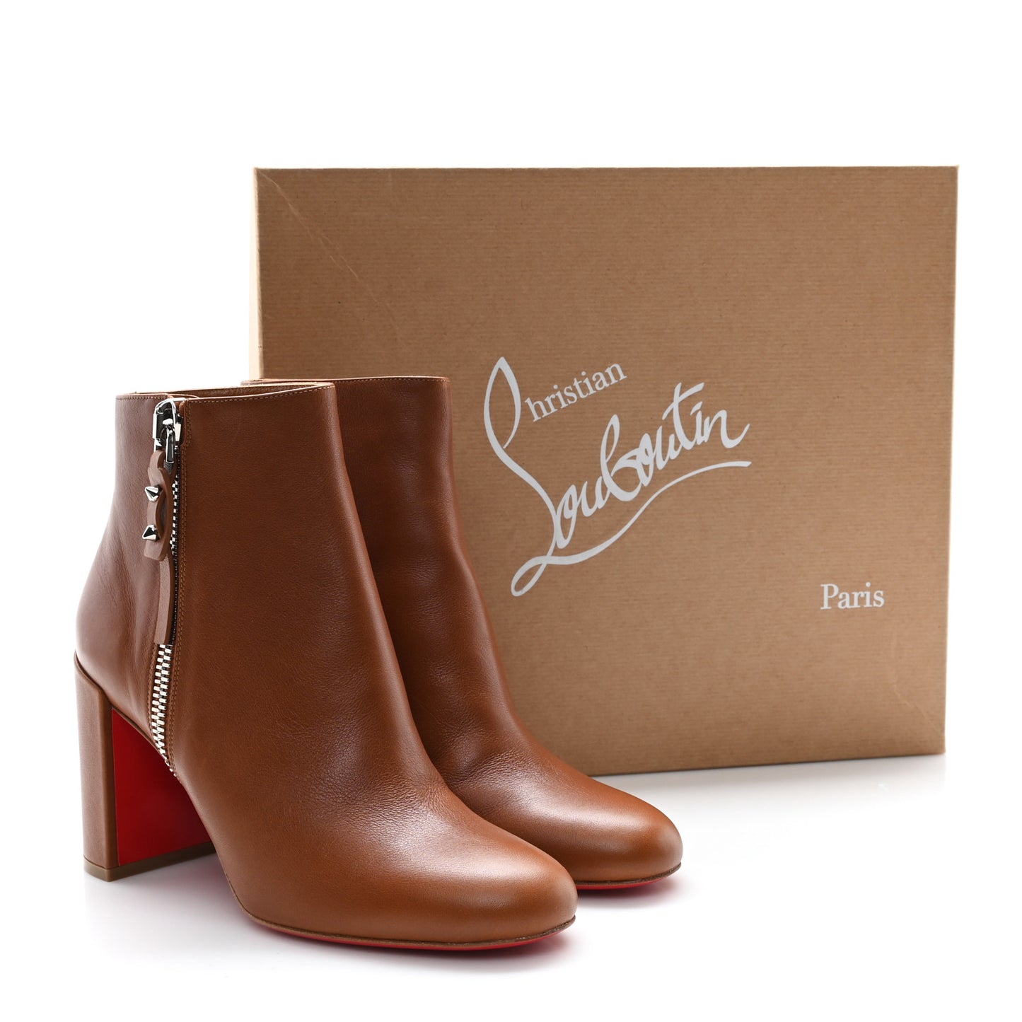Calfskin Ziptotal 85 Booties 37.5 Cuoio
