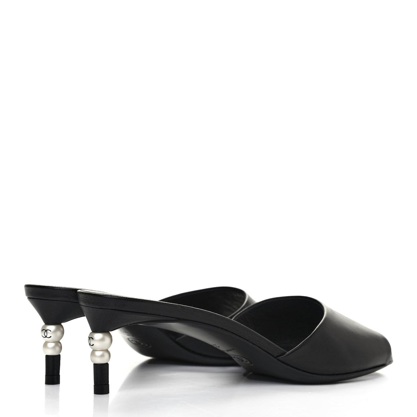 Goatskin Pearl Peep Toe Mules 37 Black