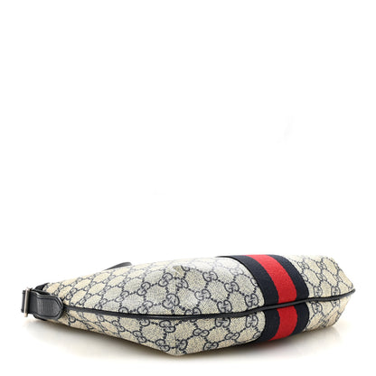 Gucci GG Supreme Monogram Textured Dollar Calfskin Web Small Ophidia Half Moon Hobo Beige Blue 4 of 10