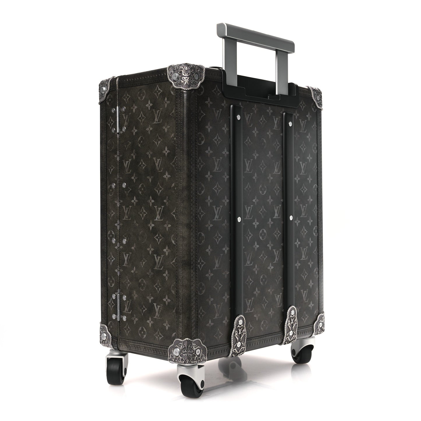 Brushed Monogram Rolling Trunk Black