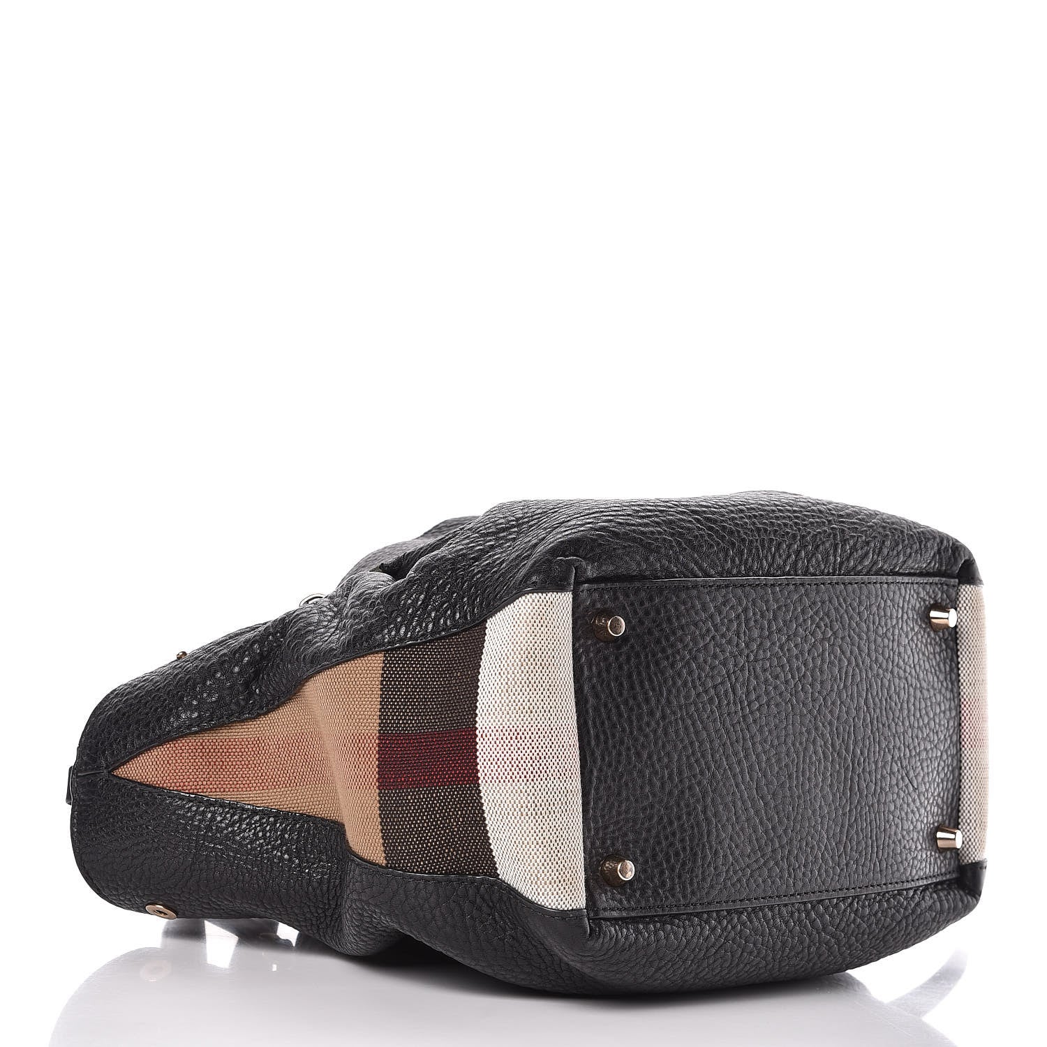 Burberry Grainy Calfskin House Check Small Maidstone Black 4 of 9