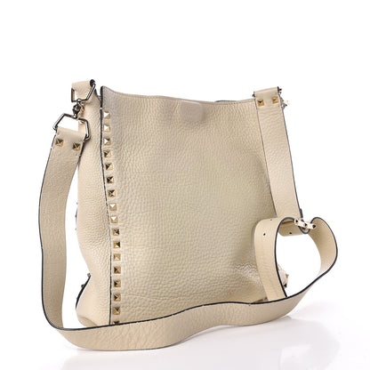 Valentino Garavani Pebbled Calfskin Large Rockstud Flip-Lock Messenger Bag Light Ivory 3 of 12