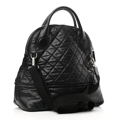 Chanel Coated Canvas Quilted Medium Garment Travel Bag Black 2 of 10
