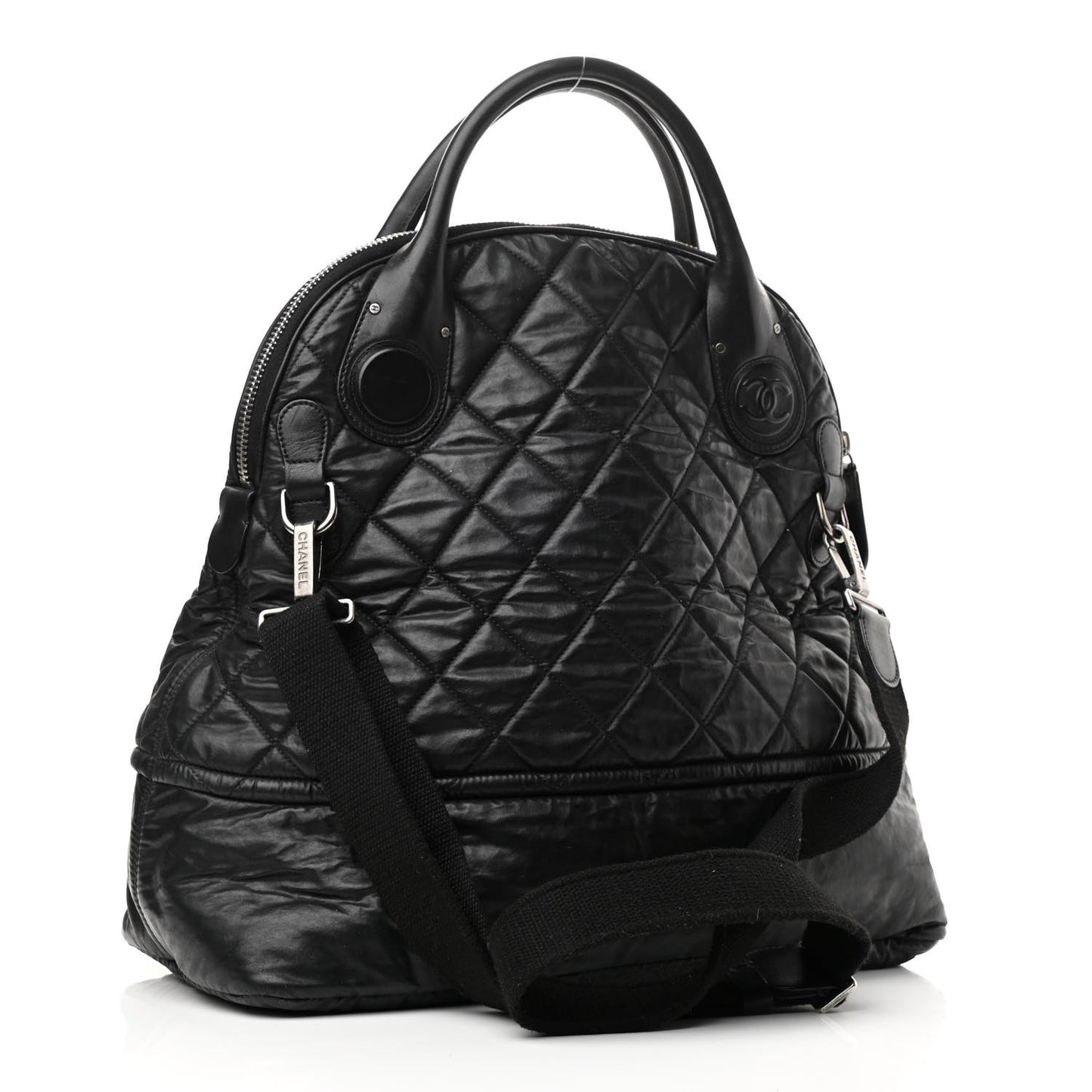 Coated Canvas Quilted Medium Garment Travel Bag Black