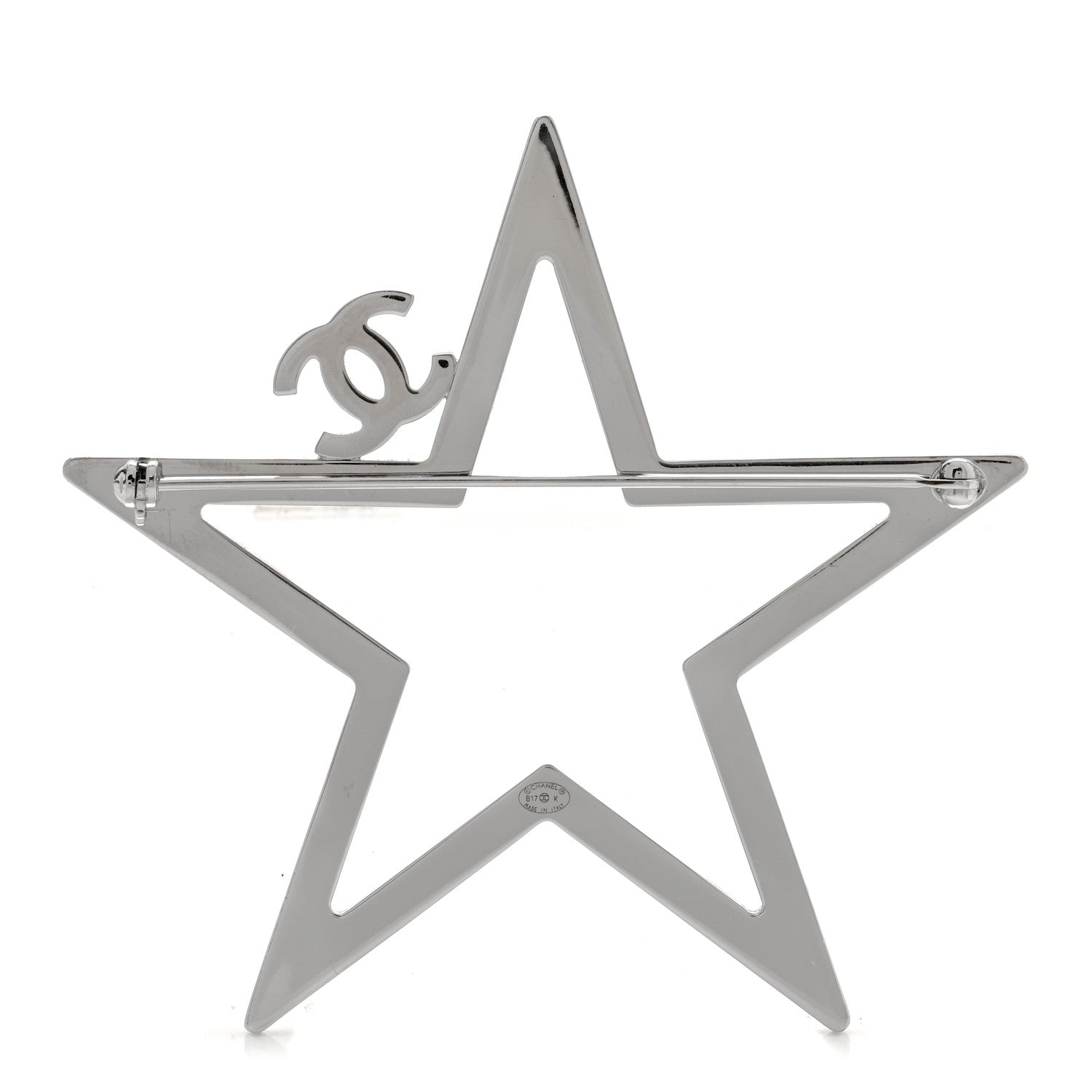 Chanel Ruthenium Crystal Star CC Brooch 3 of 5