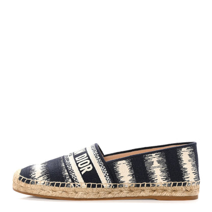 Christian Dior Cotton D-Stripes Embroidered Granville 15mm Espadrilles 40 Deep Blue 1 of 10