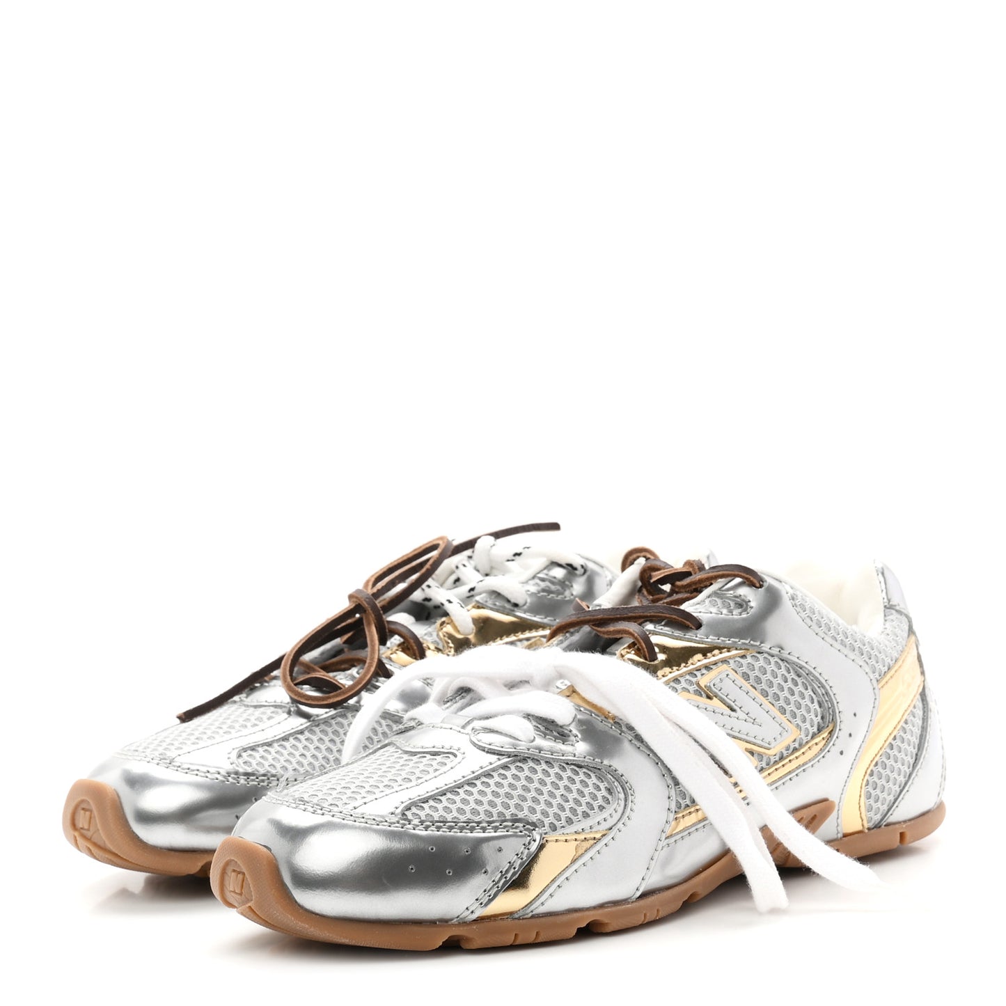 X NEW BALANCE Metallic Calfskin Mesh 530 SL Sneakers 36 Argento Platino