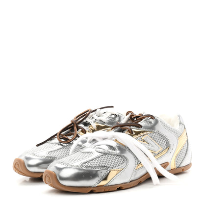 Miu Miu X NEW BALANCE Metallic Calfskin Mesh 530 SL Sneakers 36 Argento Platino 4 of 10