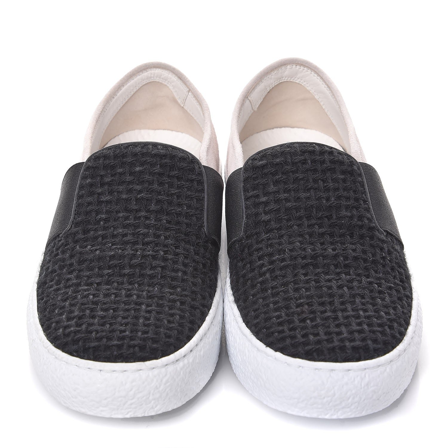 Chanel Suede Calfskin Tweed Sneakers 36.5 Black White 2 of 9
