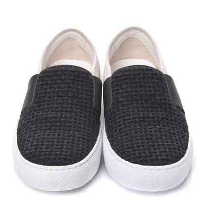 Chanel Suede Calfskin Tweed Sneakers 36.5 Black White 2 of 9