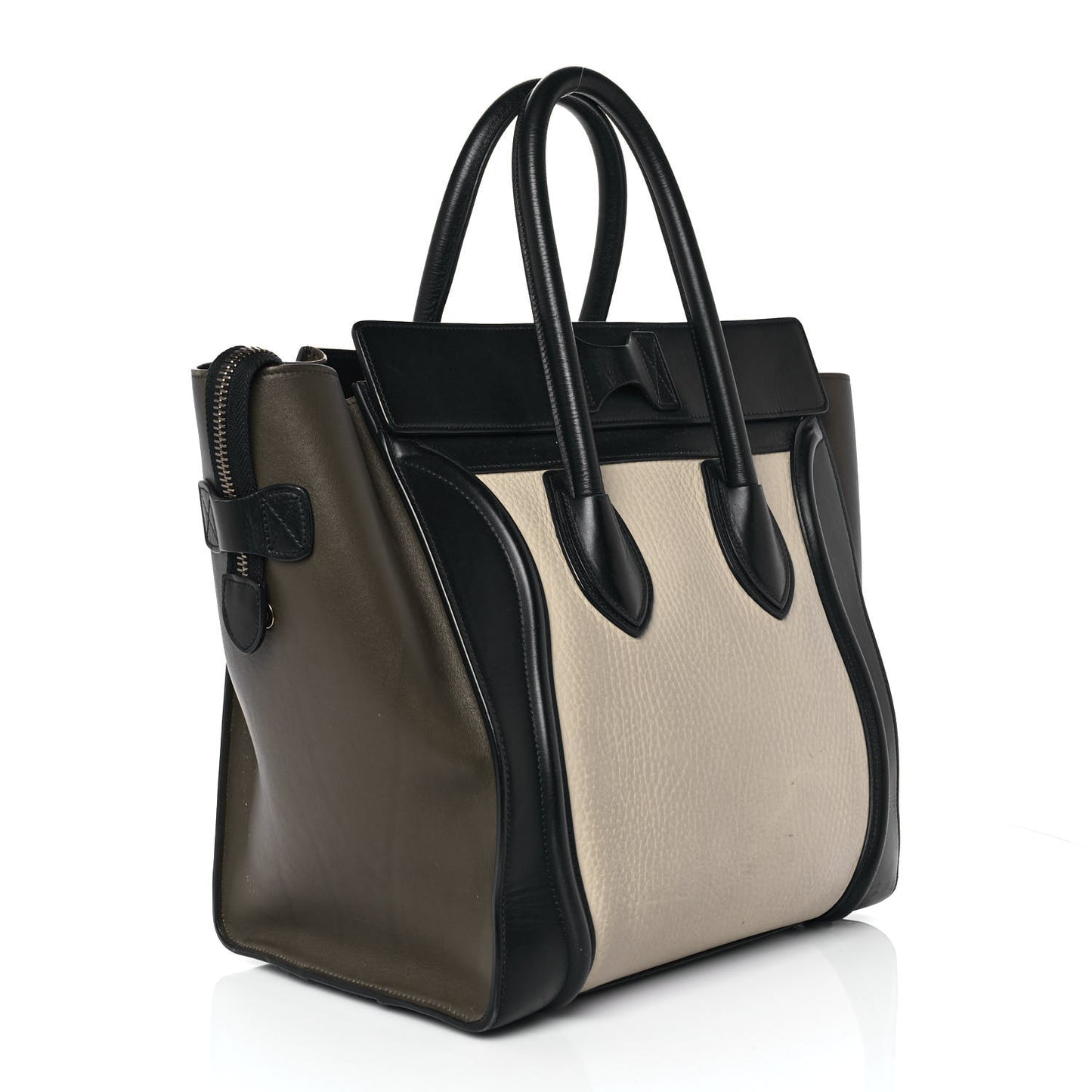 Textured Calfskin Mini Tri-Color Luggage Olive