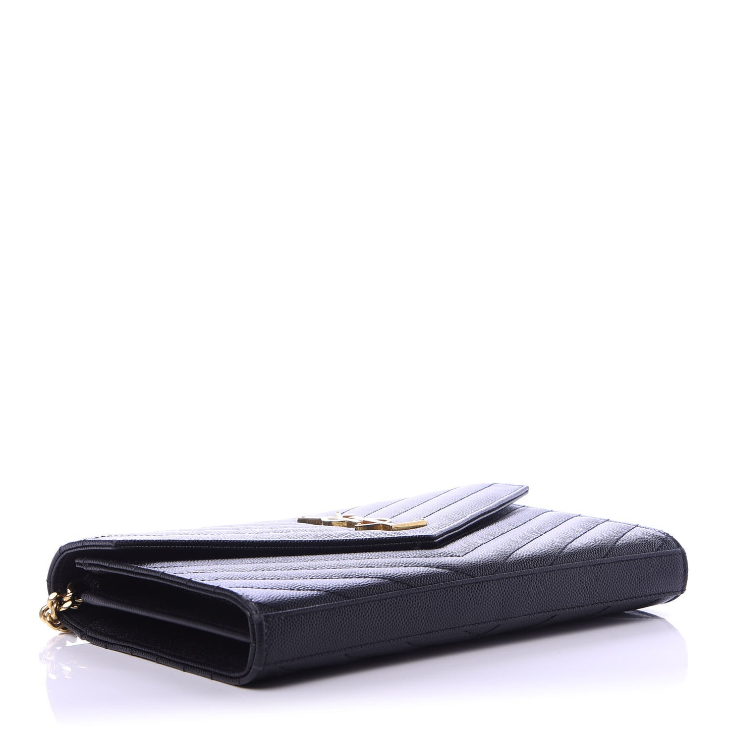 Grain De Poudre Matelasse Chevron Monogram Chain Wallet Black