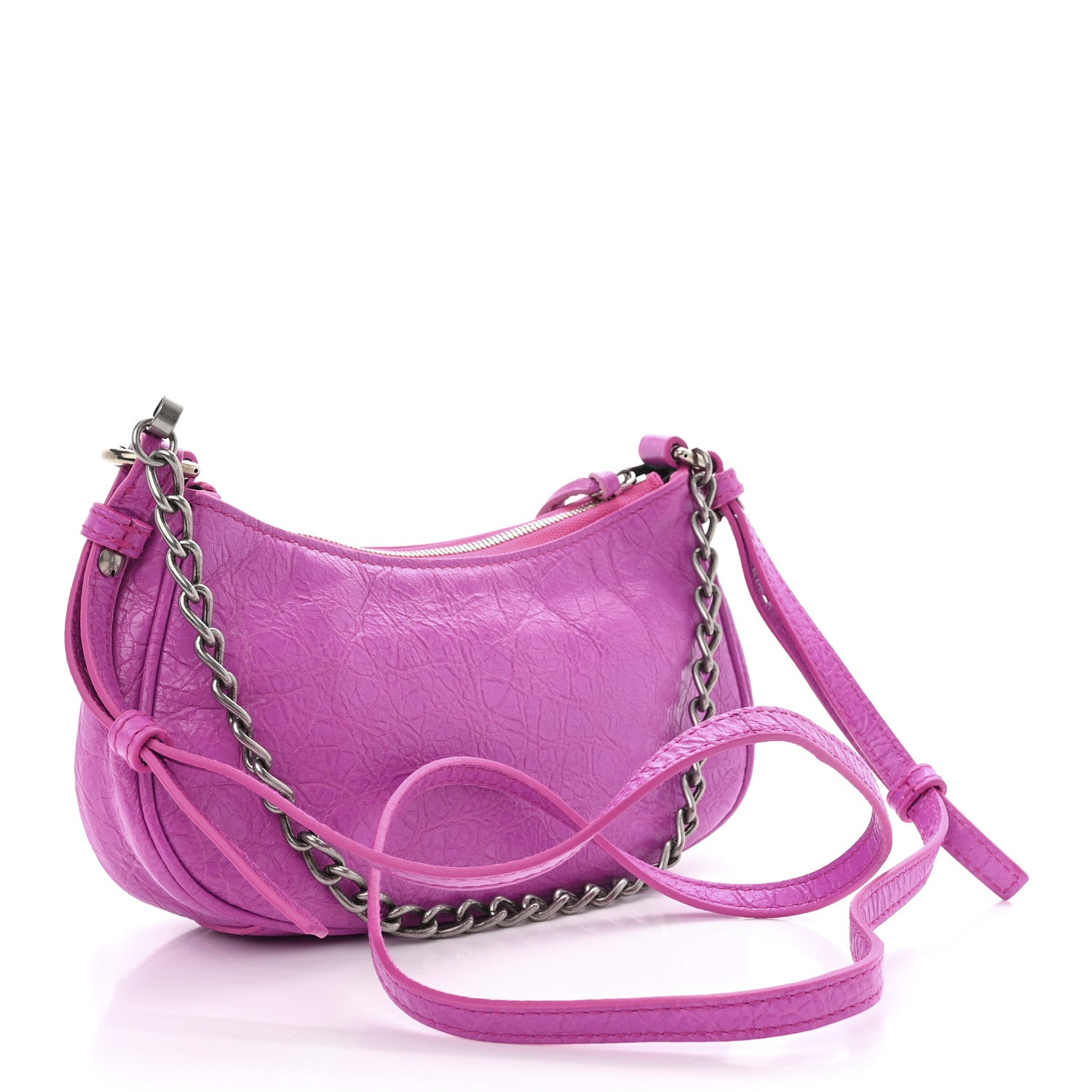 Balenciaga Agneau Arena Le Cagole Mini Purse With Chain Lipstick Pink 3 of 11