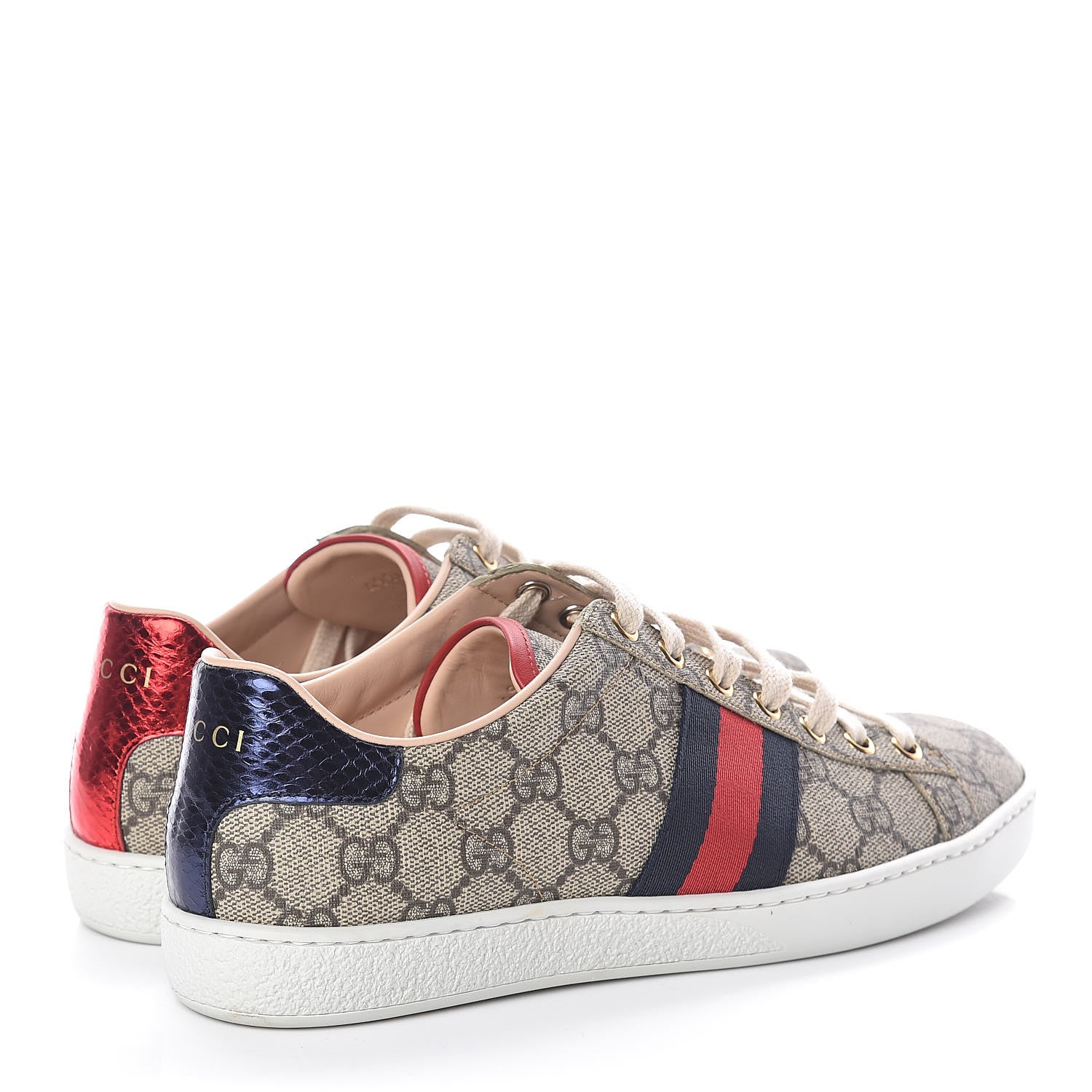 Gucci GG Supreme Monogram Womens Ace Low-Top Sneaker 37.5 Beige 4 of 9