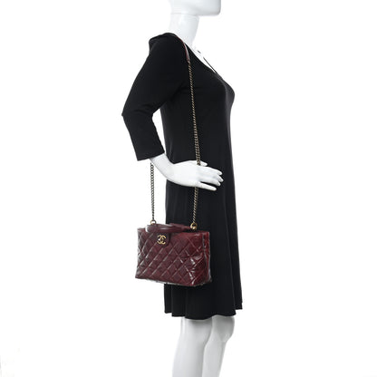 Chanel Calfskin Quilted Small Gold Bar Top Handle Tote Burgundy 2 of 10