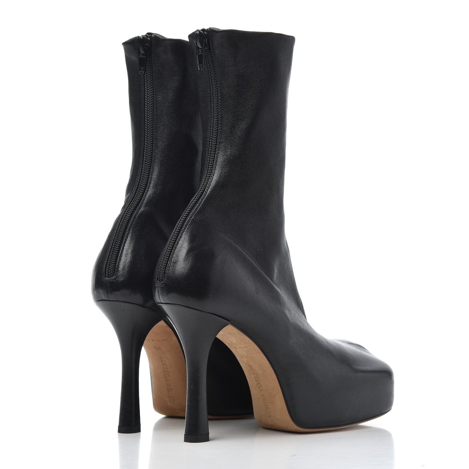 Bottega Veneta Nappa Platform Square Toe Ankle Boots 38 Black 4 of 16