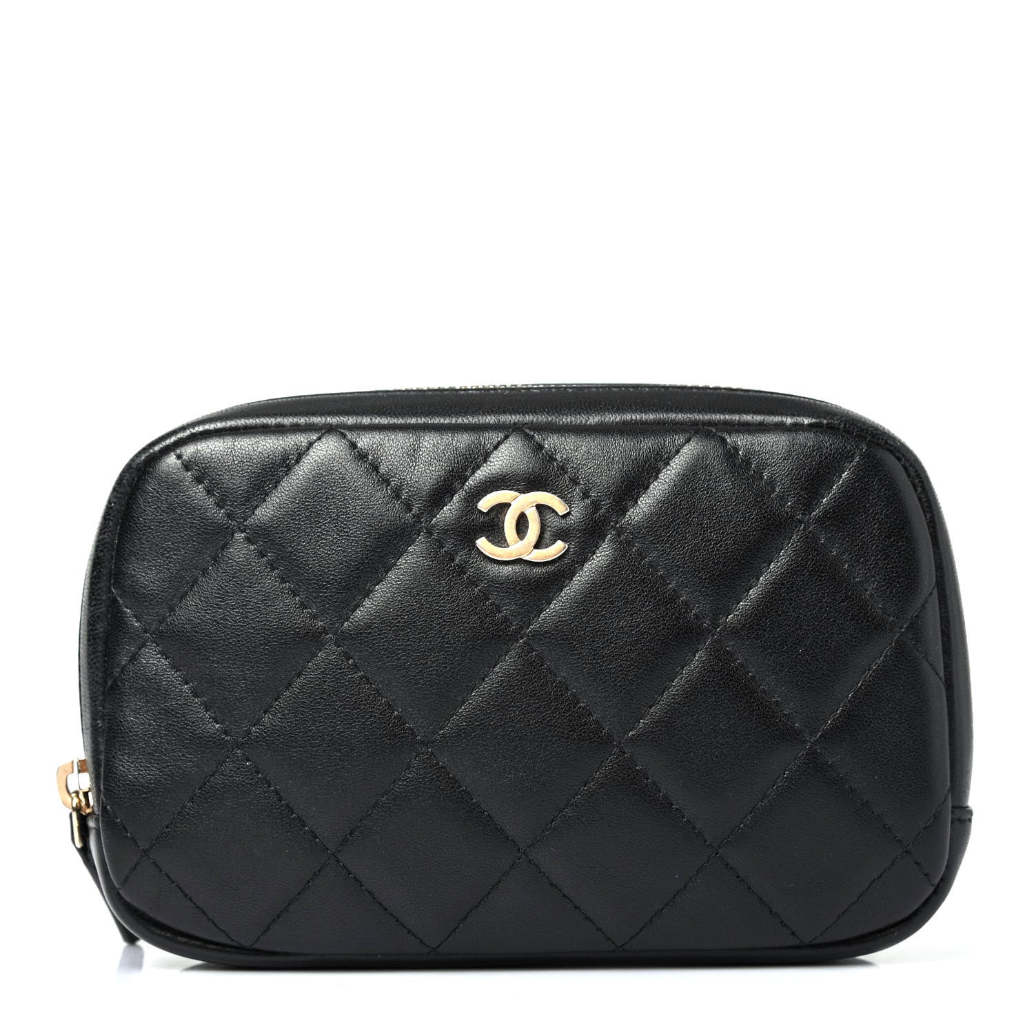 Chanel Lambskin Quilted Small Curvy Pouch Cosmetic Case Black 1 of 4