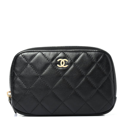 Chanel Lambskin Quilted Small Curvy Pouch Cosmetic Case Black 1 of 4
