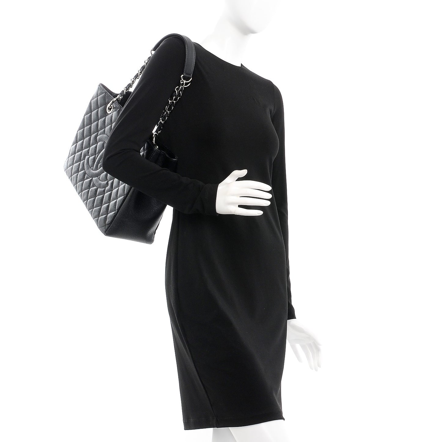 Caviar Quilted Grand Shopping Tote GST Black