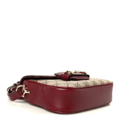 Gucci GG Supreme Monogram Horsebit 1955 Soft Small Shoulder Bag Beige Ebony Rosso Ancora 4 of 12