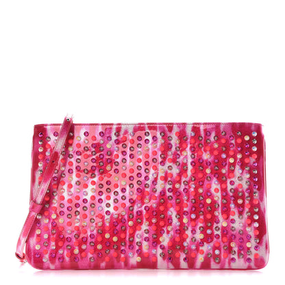 Christian Louboutin Patent Glittart Studded Loubiposh Chain Clutch Shocking Pink 1 of 12