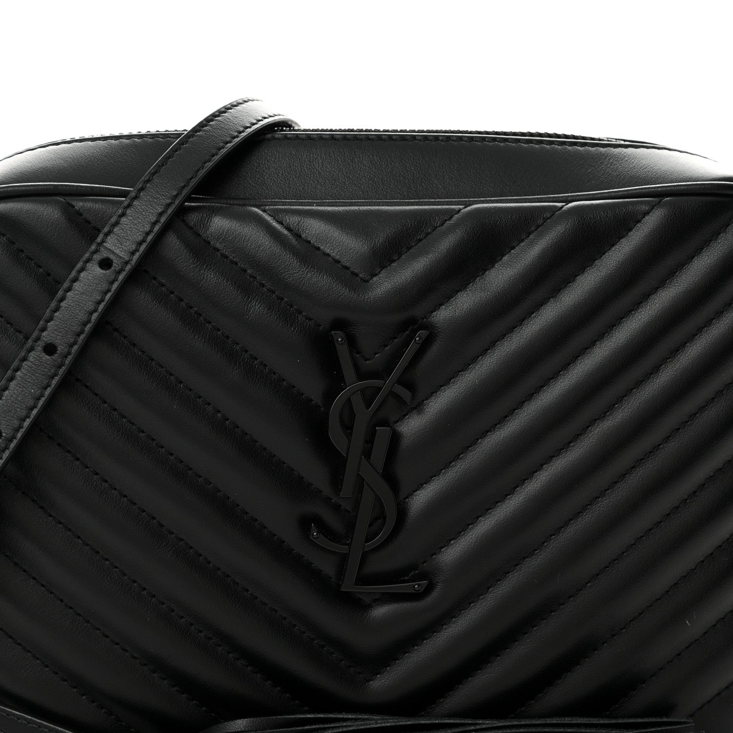 Saint Laurent Calfskin Matelasse Monogram Monochrome Lou Camera Bag Black 8 of 10