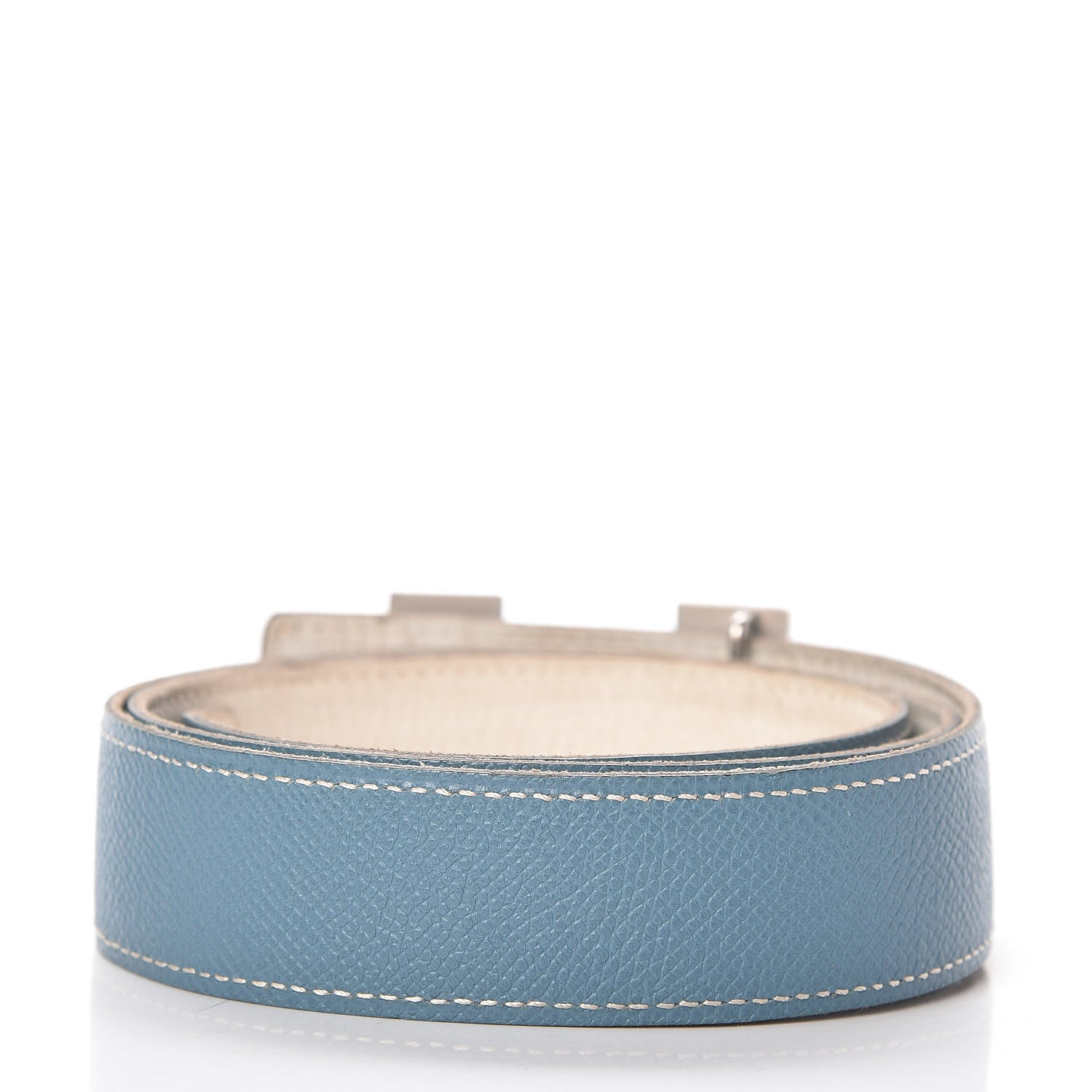 Hermes Swift Epsom 32mm H Belt 85 White Blue Jean 3 of 8