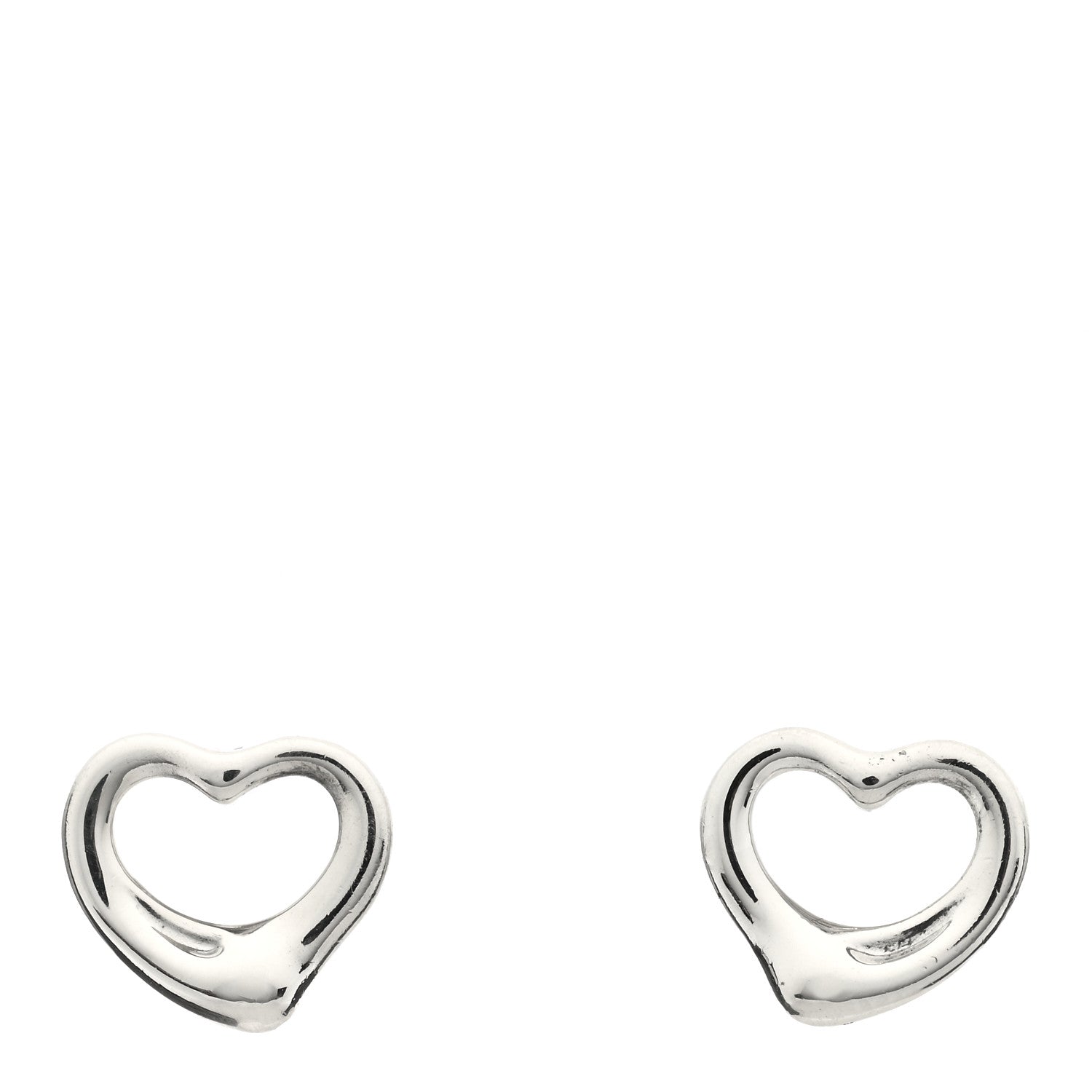 Tiffany Sterling Silver 11mm Elsa Peretti Open Heart Earrings 1 of 3