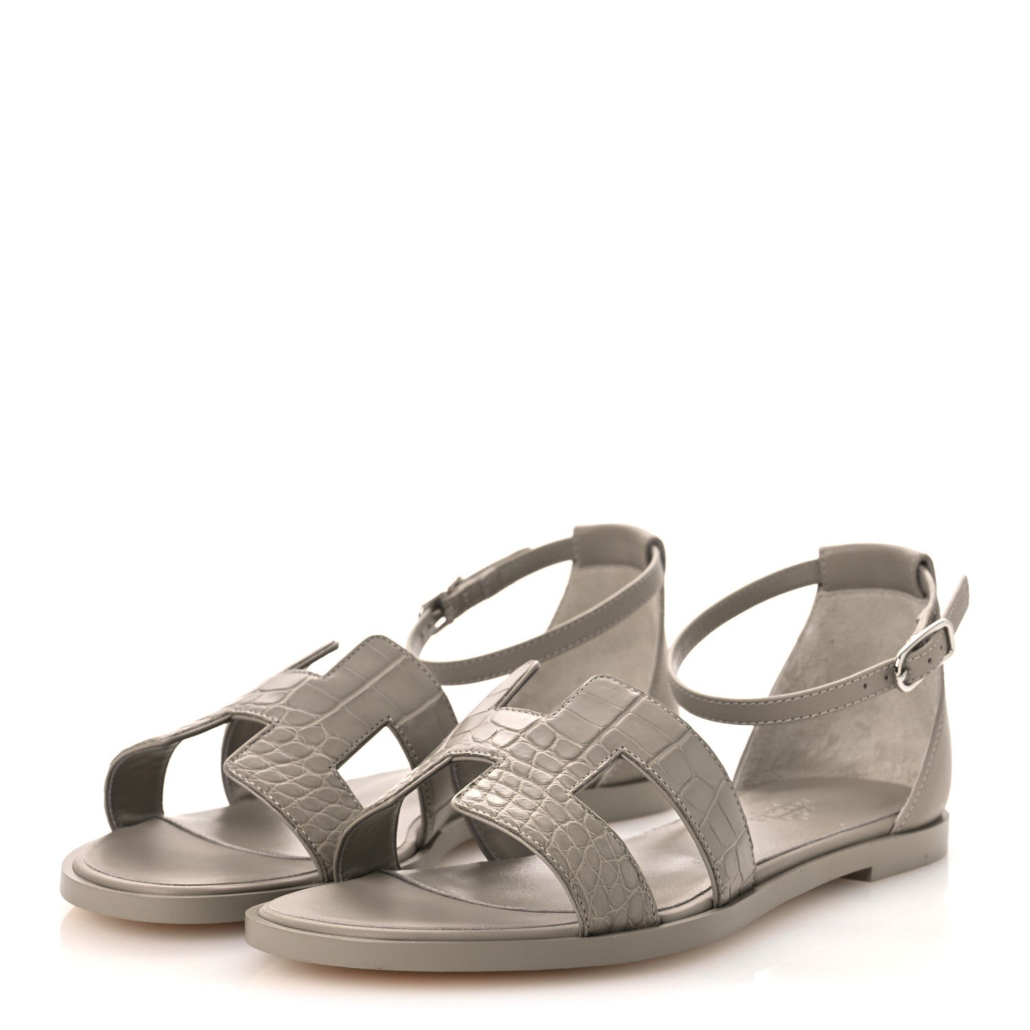 Hermes Matte Alligator Santorini Sandals 37 Beige Nomade 4 of 10