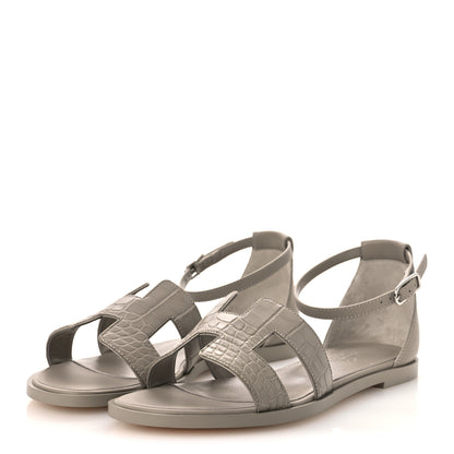 Hermes Matte Alligator Santorini Sandals 37 Beige Nomade 4 of 10