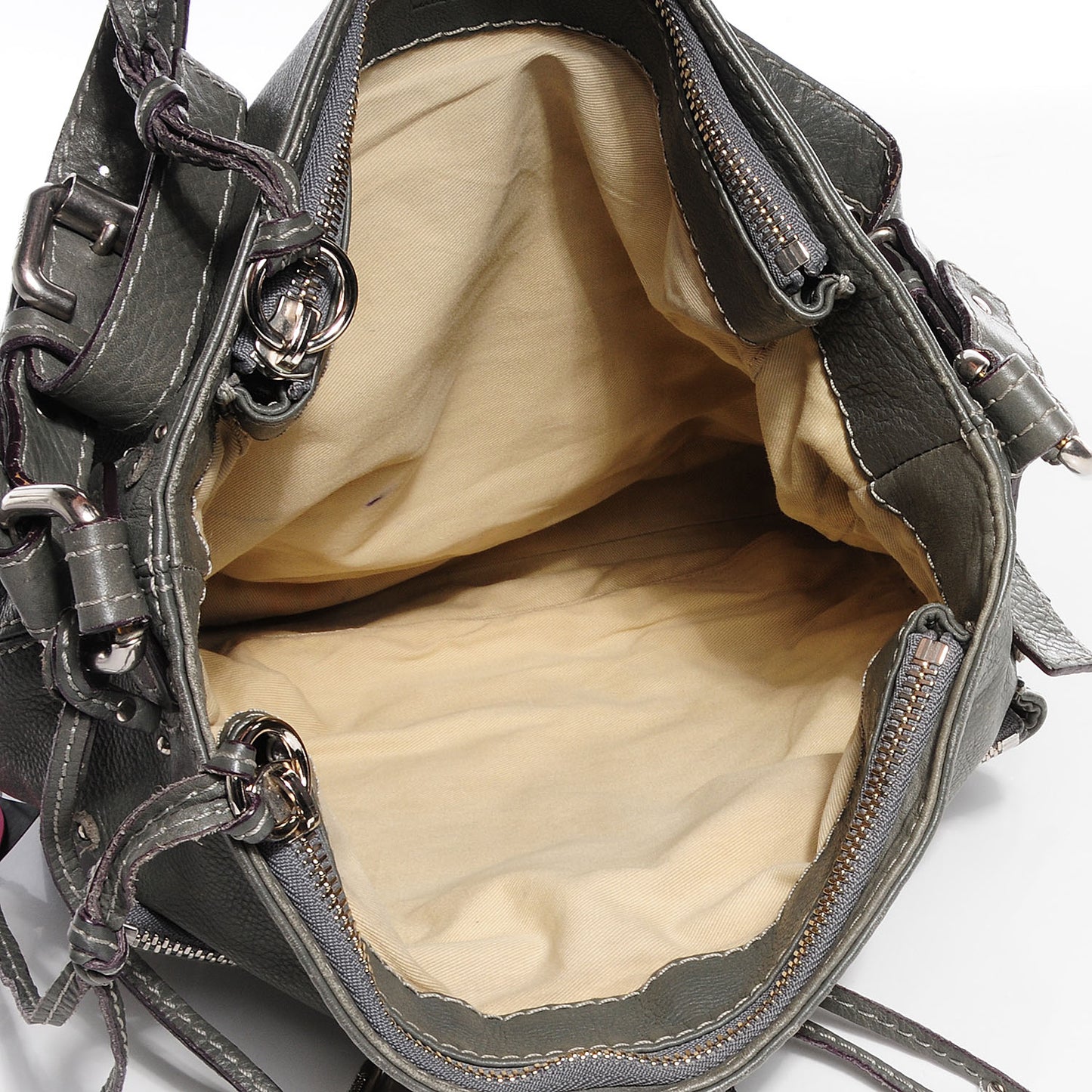 Leather Large Paddington Shoulder Bag Grey
