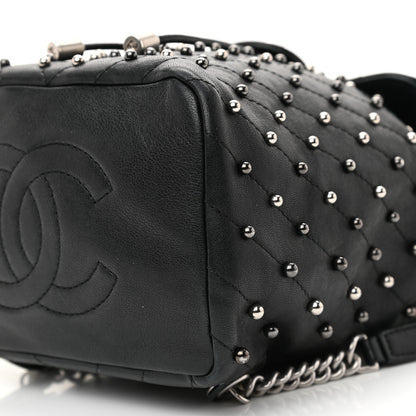 Chanel Lambskin Chevron Quilted Studded Stud Wars Backpack Black 9 of 10