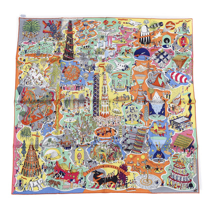 Hermes Silk Exposition Universelle Scarf 90 Orange Jaune Multi 1 of 3