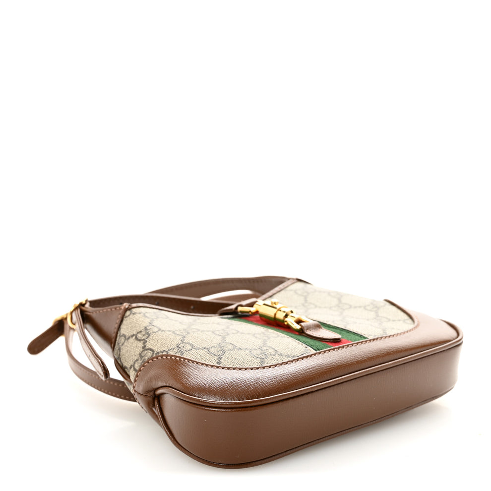 Gucci GG Supreme Monogram Azalea Calfskin Web Mini Jackie 1961 Hobo ...