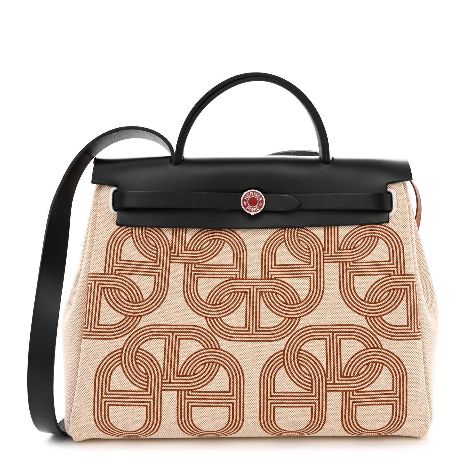 Hermes H Plume Canvas Vache Hunter Horseshoe Laque Circuit 24 Herbag Zip Retourne 31 Black Naturel Ecru 3 of 13